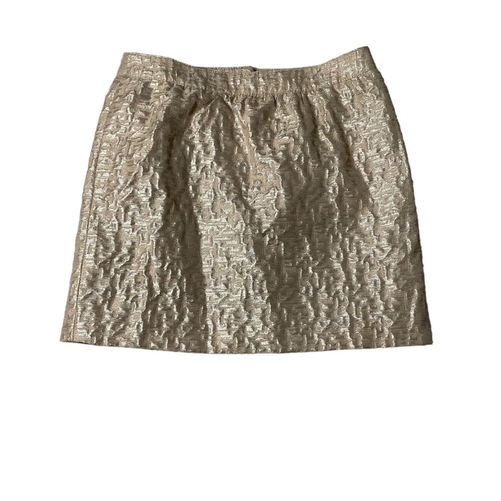 Ann Taylor Loft Women Metallic Gold Wool Blend Pockets Skirt Sz 4 32”